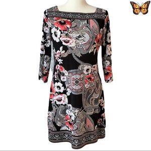 White House Black Market WHBM Floral Knee Length Dress Size Small
